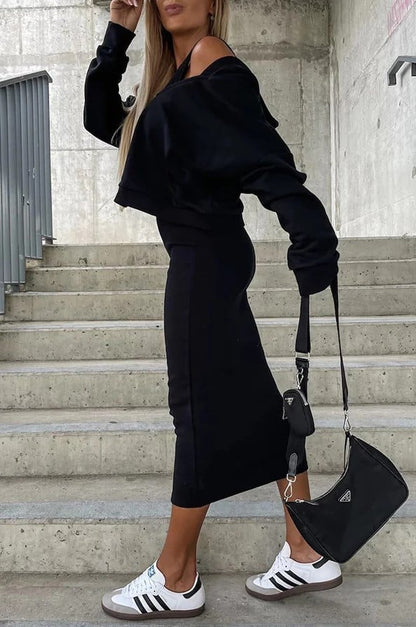 Women's Sleeveless Dress & Short Hoodie 2 Piece Set