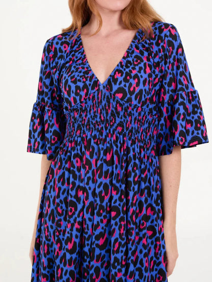 Leopard Shirred Waist Dress