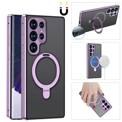 Magnetic Double-Sided Protection Metal Frame Phone Case With Invisible MagSafe Bracket For Galaxy/iPhone