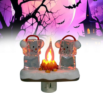 🎁Two Snowmen Campfire Flickering Nightlight.