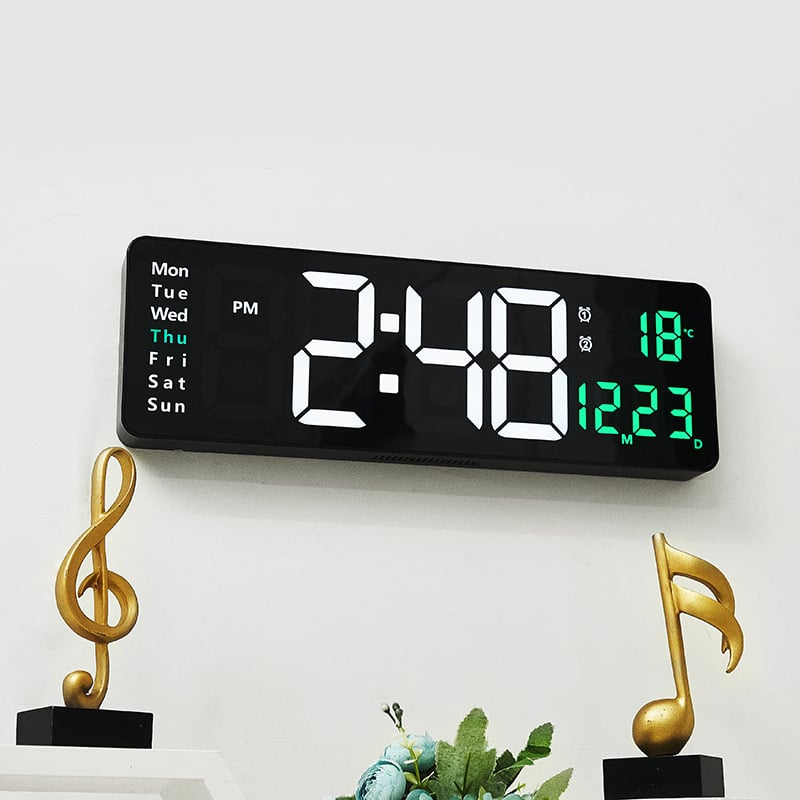 8.67''/16" Digital Wall Clock with RGB Color Changing Remote Control