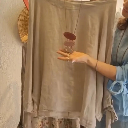 💥Women's Loose Fit Blouse & Floral Printed Wide-Leg Pants Set