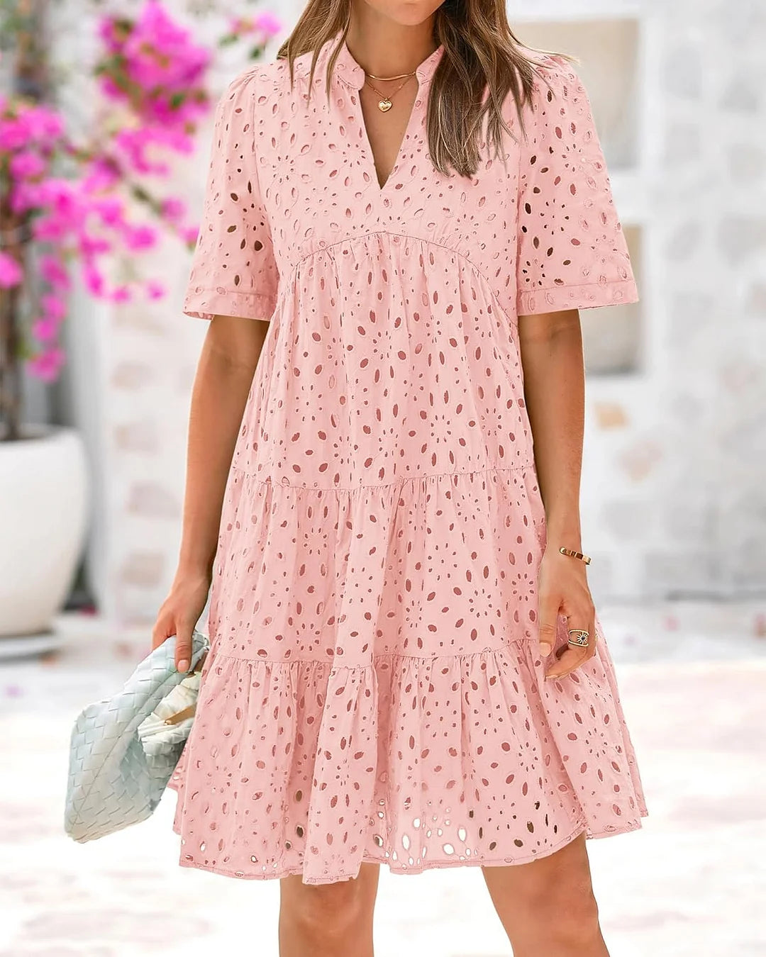🌸Spring Specials🌸Elegant Hollow Out Lace Ruffle Casual Mini Dress
