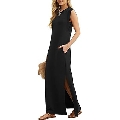 ⏰HOT SALE-WOMEN SUMMER CASUAL LOOSE SPLIT WRINKLE-FREE LONG DRESS