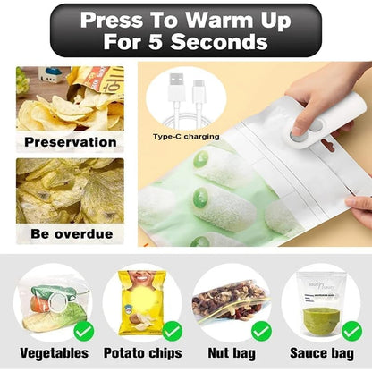 SealEase Mini 2-in-1 Sealer and Cutter with USB-C Charging