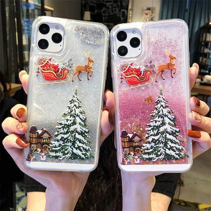 🎄Christmas theme flash powder iPhone mobile phonecase for iPhone 14/13/12/11/X/XS/7/8/SE