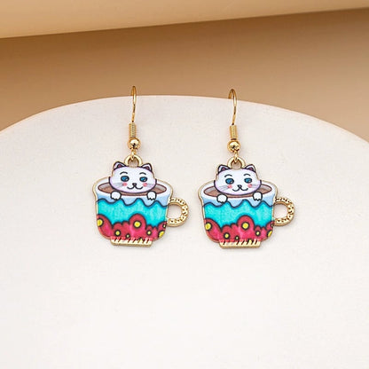 🐱Funny Cute Teacup Cat Dangle Earrings