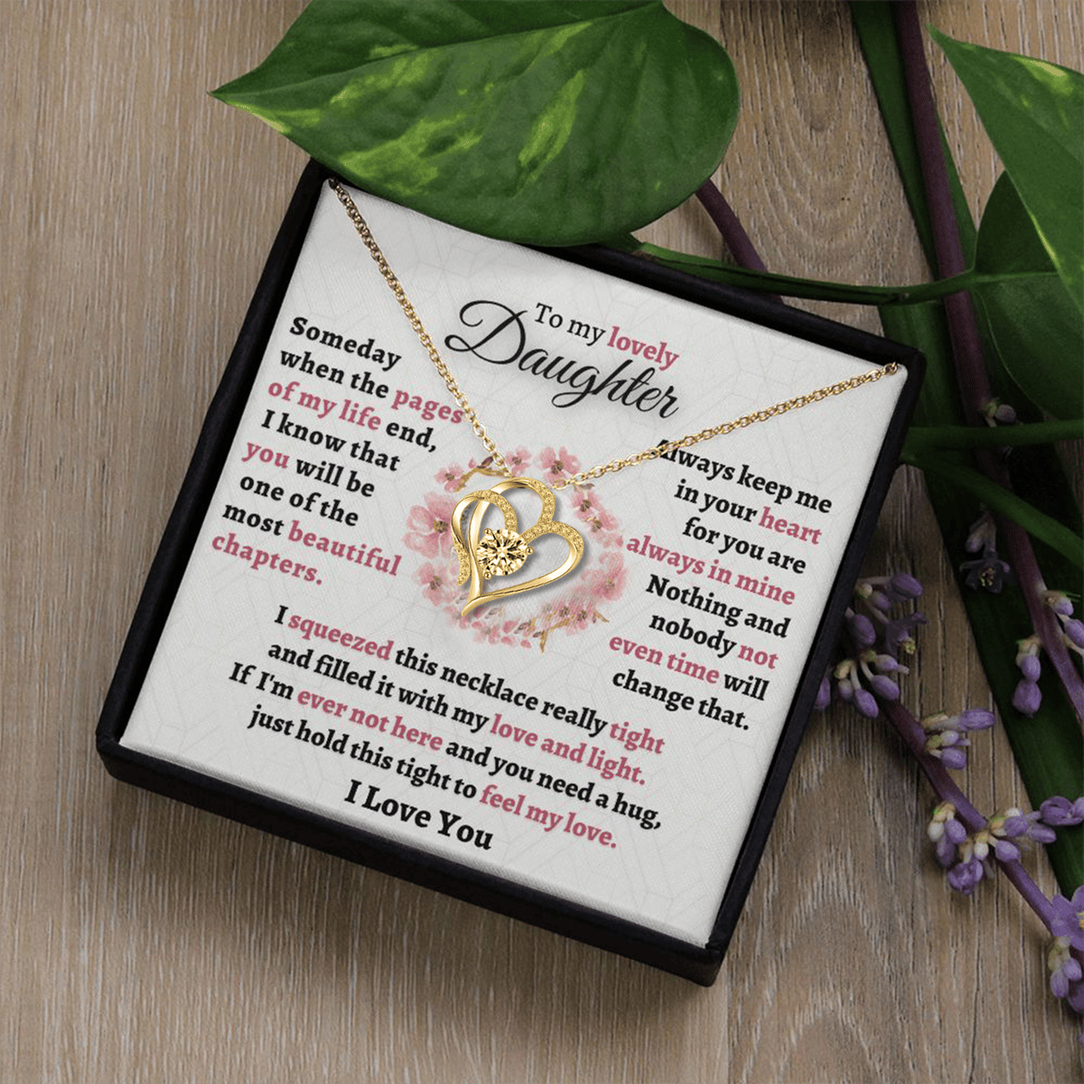 For Daughter - I LOVE YOU Diamond necklace