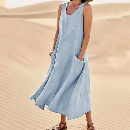 🔥Women's Sleeveless Cotton And Linen Dress