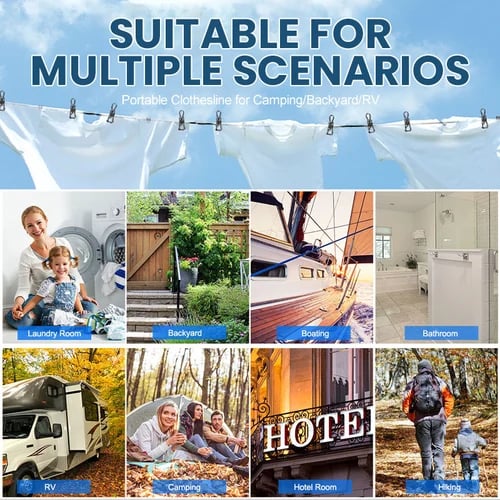 🎁 Portable Clothesline for Camping/Backyard/RV