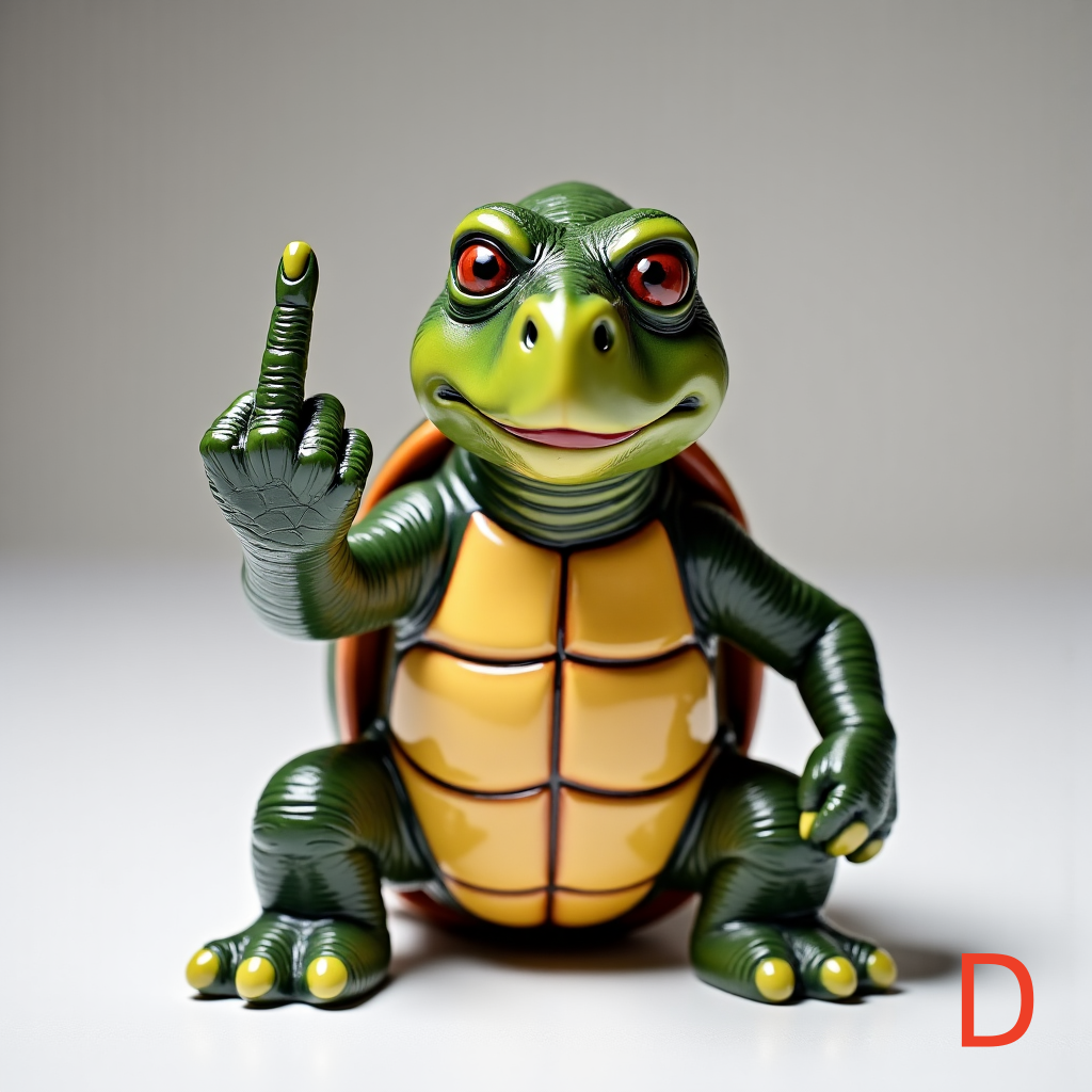 Middle Finger Sea Turtle Sculpture