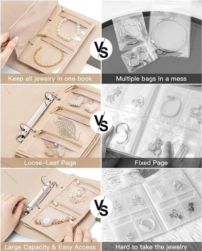 Luxury Leather Portable Jewelry Storage Book