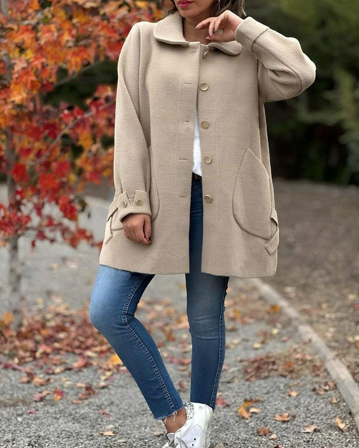 Women's Solid Color Casual Side Bow Coat