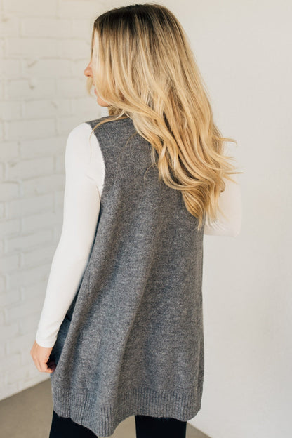 V Neck Sleeveless Pocket Sweater Vest