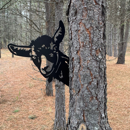 Peek-a-Boo Flipping Off Bigfoot Metal Sign