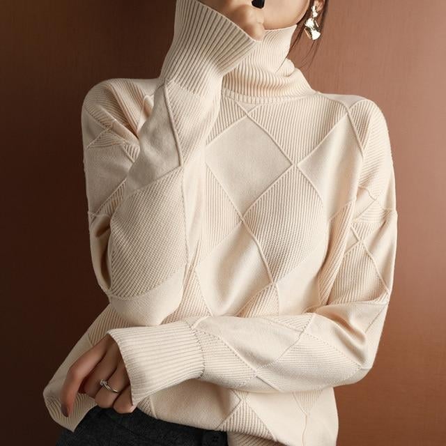 Loose Turtleneck Sweater Cardigan