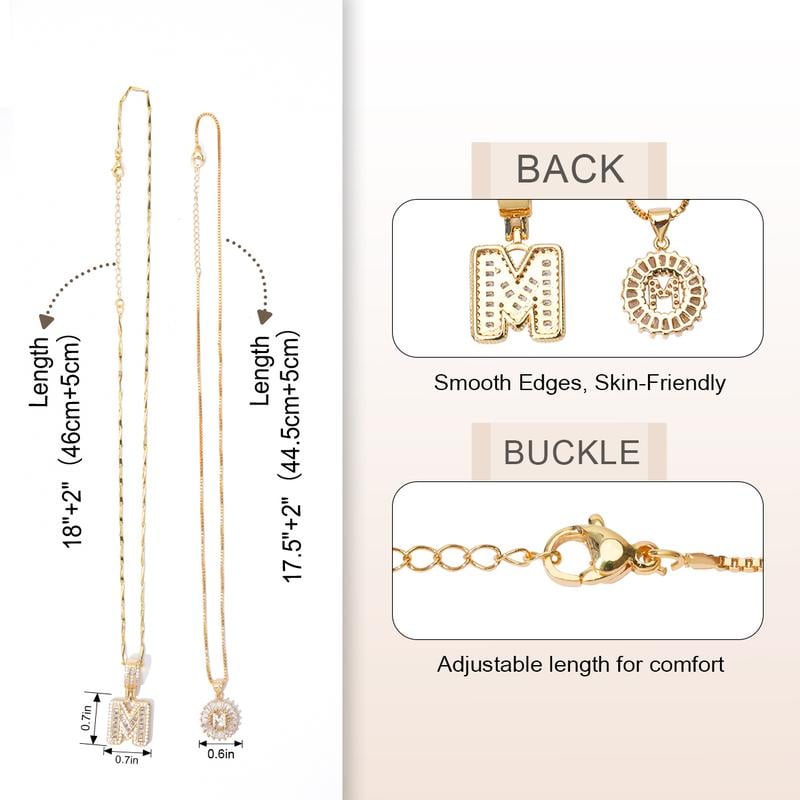 2 Pack - Initial Letter Pendant Necklaces