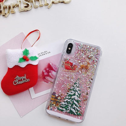 🎄Christmas theme flash powder iPhone mobile phonecase for iPhone 14/13/12/11/X/XS/7/8/SE