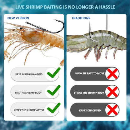 Sea Fishing Hook with Spring for Live Shrimp Bait (10PCS)
