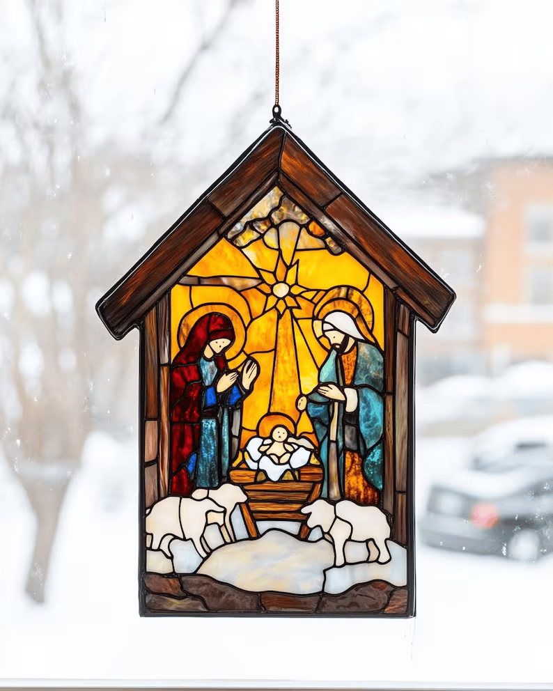 🎄2025 Christmas Home Decor-Nativity Jesus Christ Decoration Suncatcher