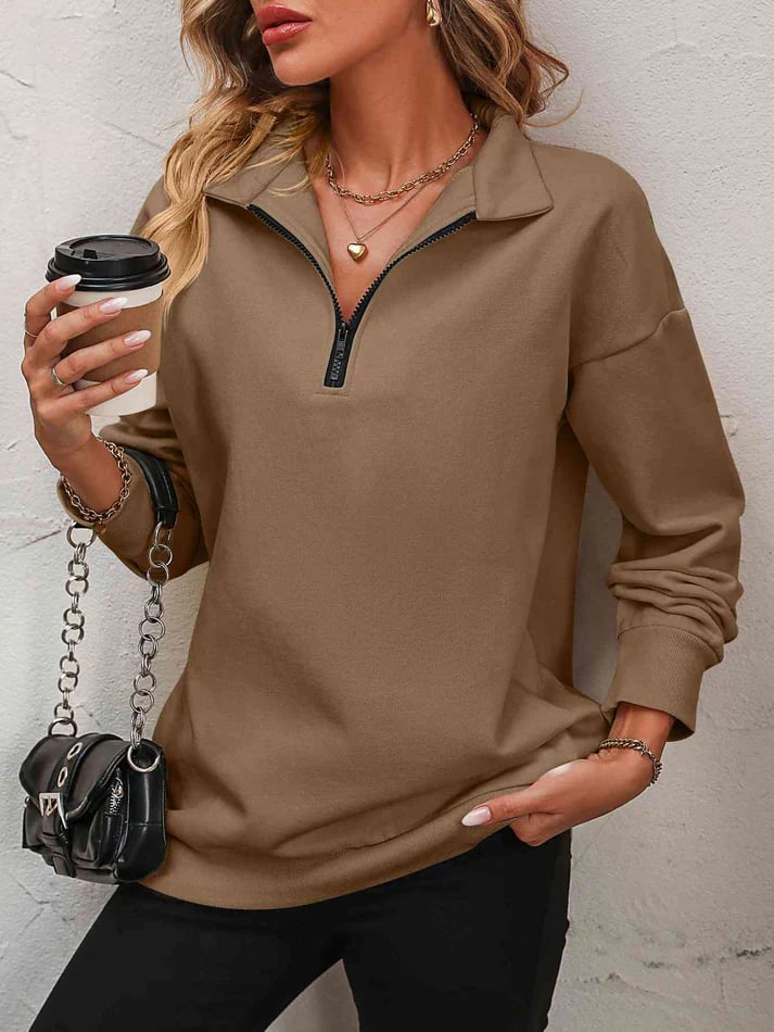 🔥Last Day 60% Promotion OFF-🏆2024 New Womens Zip-Up Dropped Shoulder Sweatshirt