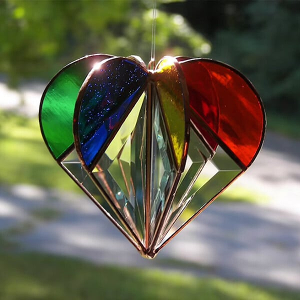 🔥Last Day Promotion 49% OFF🔥-Stained Heart-shaped Suncatcher-The Best Gift🌈
