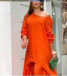 💥Last Day Promotion 49% OFF💥💕Women's Solid Color Cotton Linen Fashionable Casual Suit💃💃