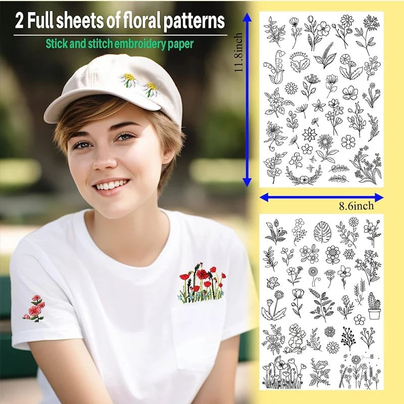Water Soluble Flower Patterns for Embroidery