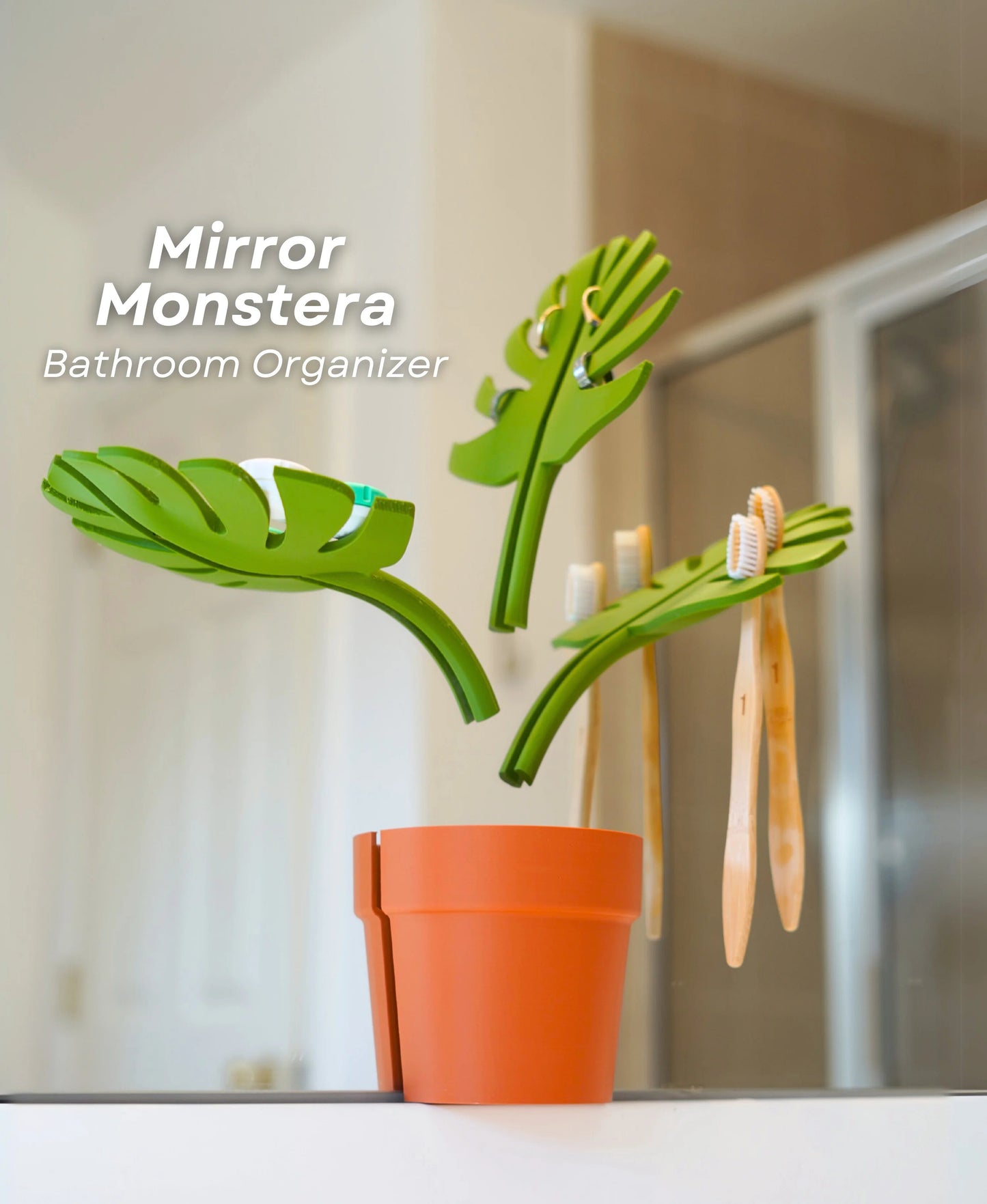 Mirror Monstera - Bathroom Organizer