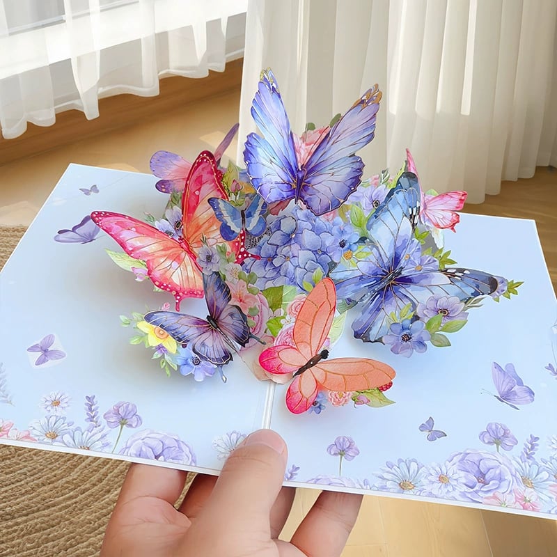 🦋 Vibrant 3D Butterfly & Daisy Pop-Up Greeting Card