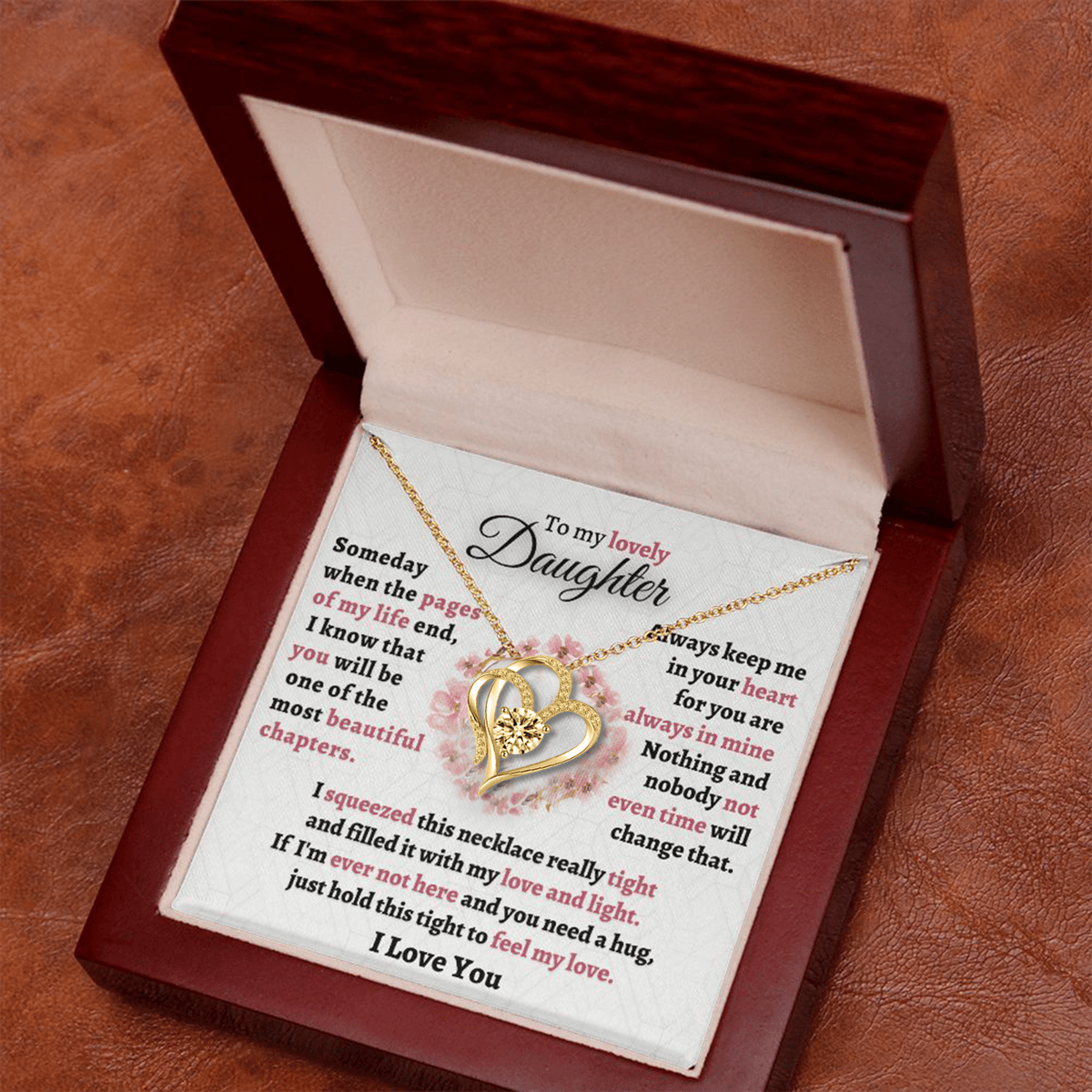 For Daughter - I LOVE YOU Diamond necklace