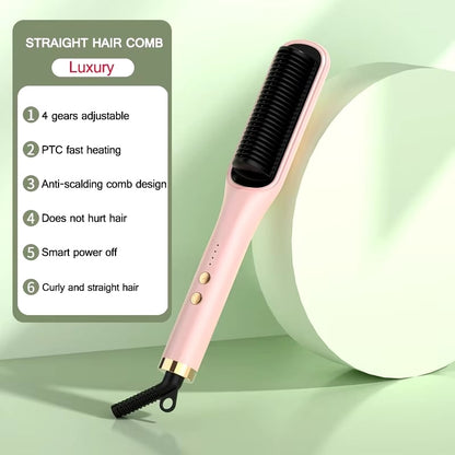 Pro Steam Straightener Brush-Ultimate Hair Hydration and 3X Faster Straightening