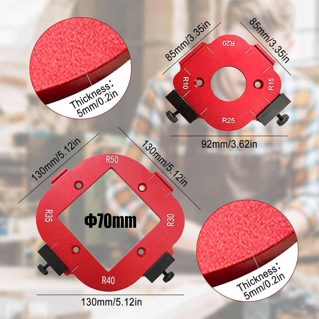Woodworking Round Corner Radius Templates