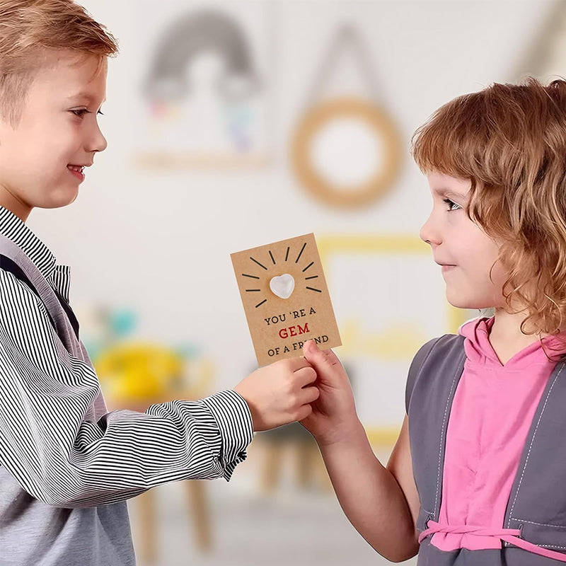 24 Pack Valentines Cards with Heart-Shape Stones