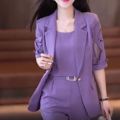 🔥49% OFF🔥Nice Gift-Woman's Fashionable And Slim Blazer 3-piece Suit Set
