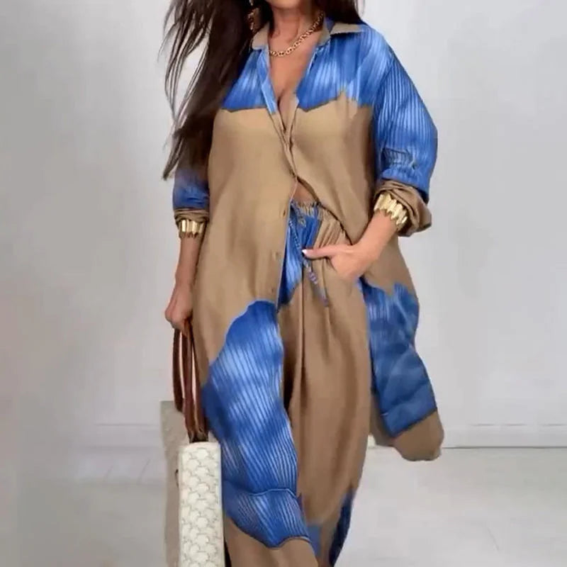 🩷Summer Special Offer🌼Full Button Down Long Shirt & Drawstring Pants Set