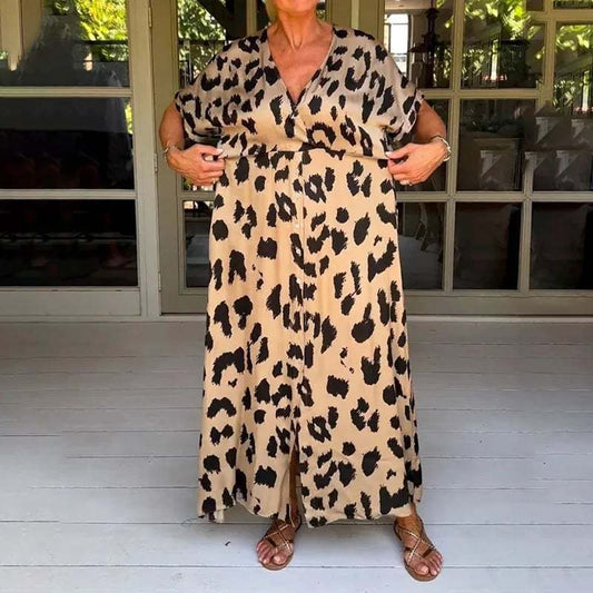 🔥Loose Leopard V-Neck Maxi Dress