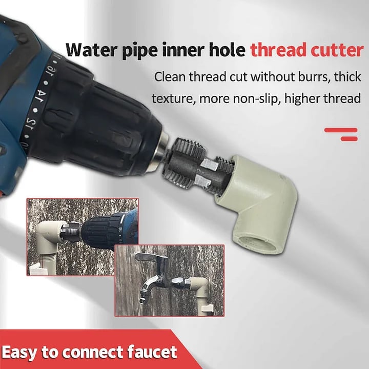 🎉Last Day 49% OFF🌲Electric Drill Compatible PVC Pipe Threader Kit with Various Die Sizes