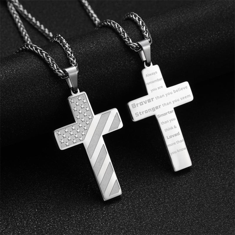 ✝️✨49%OFF- 🎁IronPride Cross American Flag Cross Necklace