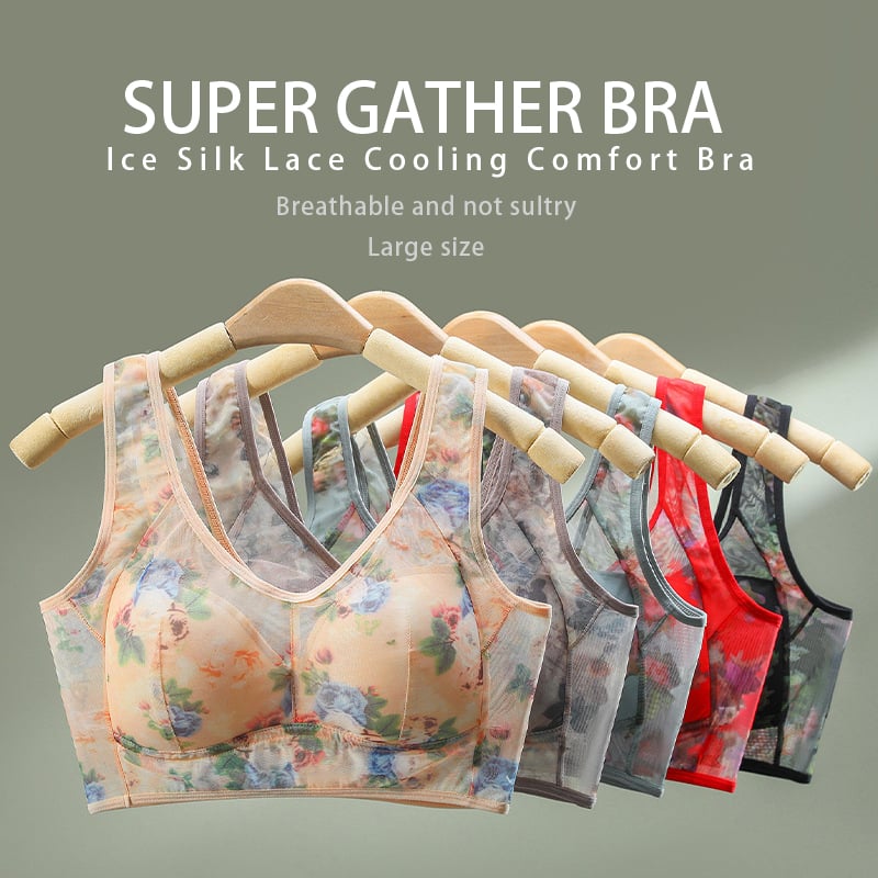 🎁Last Day 49% Off - Super gather bra | Ice Silk Lace Cooling Comfort Bra 👍No more sagging breasts