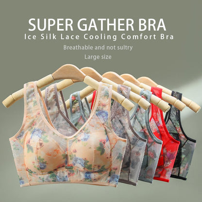 🎁Last Day 49% Off - Super gather bra | Ice Silk Lace Cooling Comfort Bra 👍No more sagging breasts
