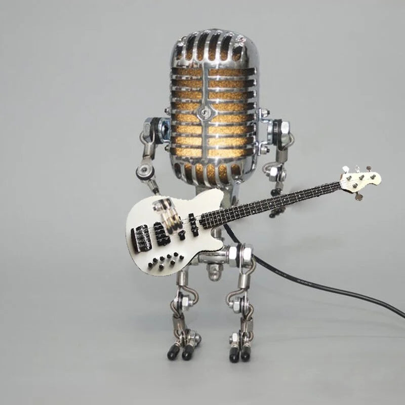 🎁Vintage Microphone Robot Desk Lamp - Get Free Guitar!!