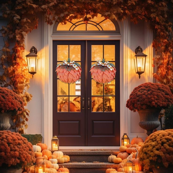 🔥Fall Hot Sale 49%OFF🎃Handmade Halloween Pumpkin Wreath For Front Door