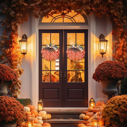🔥Fall Hot Sale 49%OFF🎃Handmade Halloween Pumpkin Wreath For Front Door