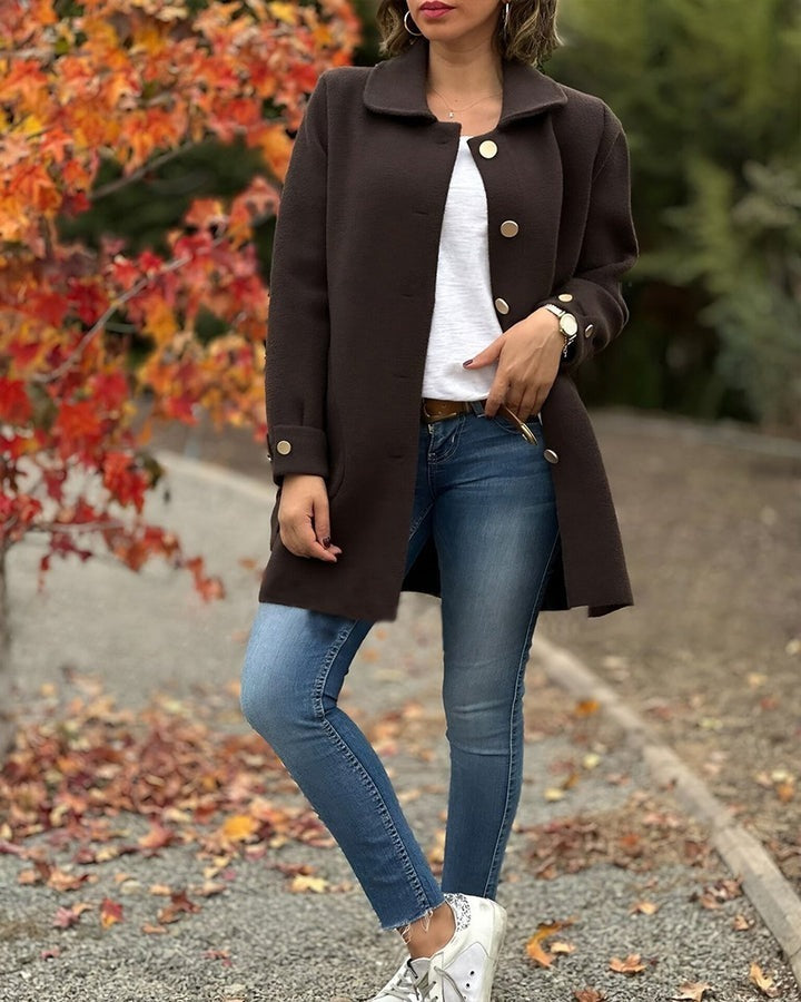 Women's Solid Color Casual Side Bow Coat