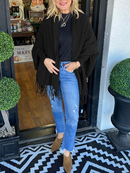Loose Tassel Cardigan Wrap