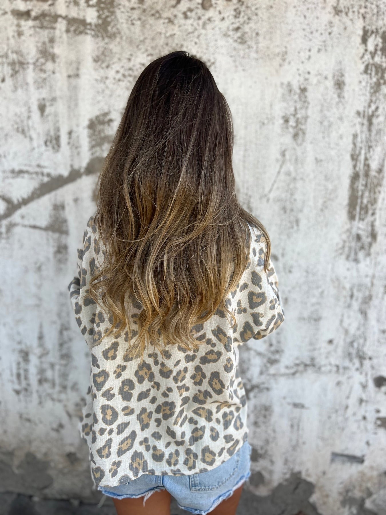 Leopard Printed Linen Blouse