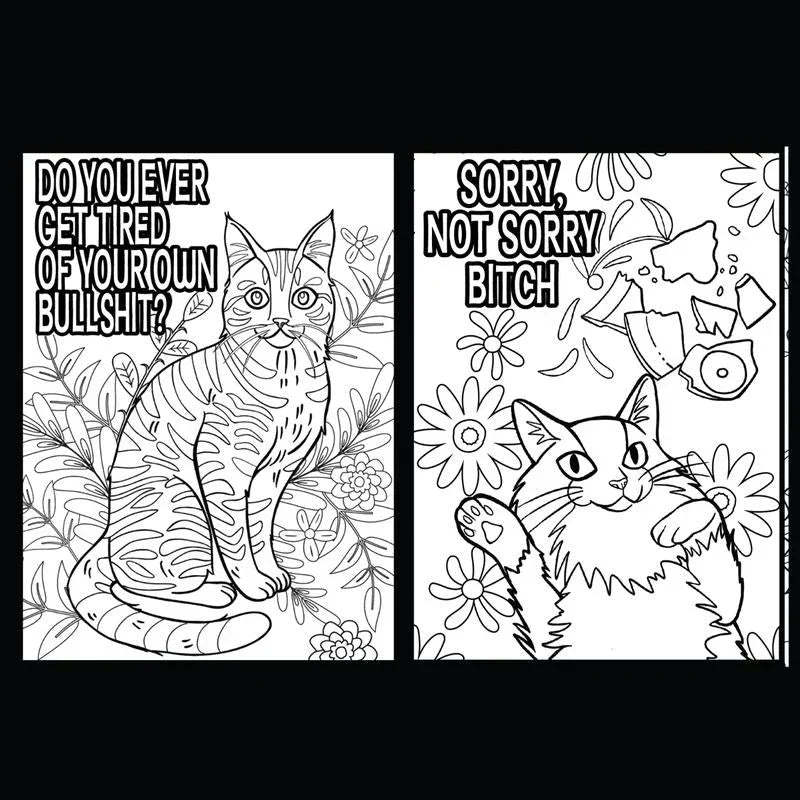 🐱Funny Kitty Memes Coloring Book For Adult Relaxation