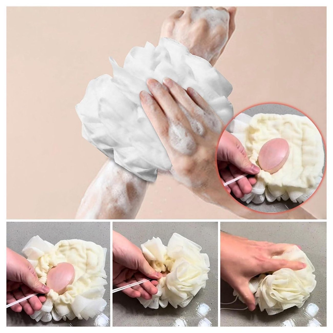 2-in-1 Bath Sponge & Washcloth