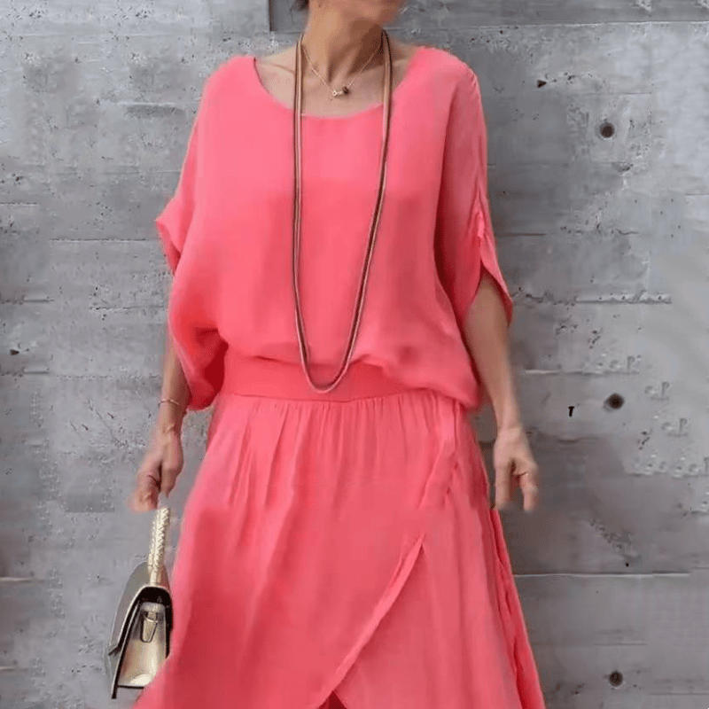 🌹Spring Promotion 49% OFF🌹Loose Top & Slit Wide-Leg Pants Chiffon 2-Piece Set